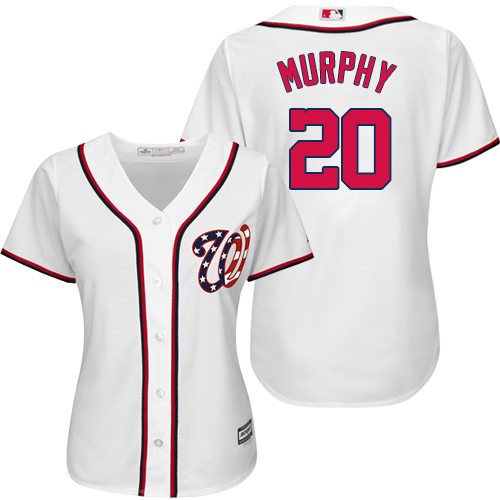 Nationals #20 Daniel Murphy White Home Women's Stitched MLB Jersey - Click Image to Close